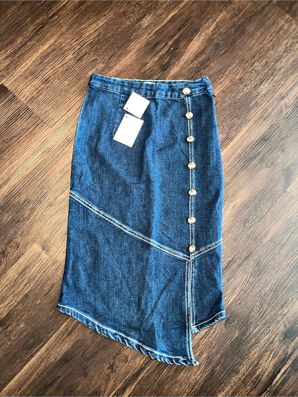By Egreis womens Denim Midi Skirt in Blue NWT size xs